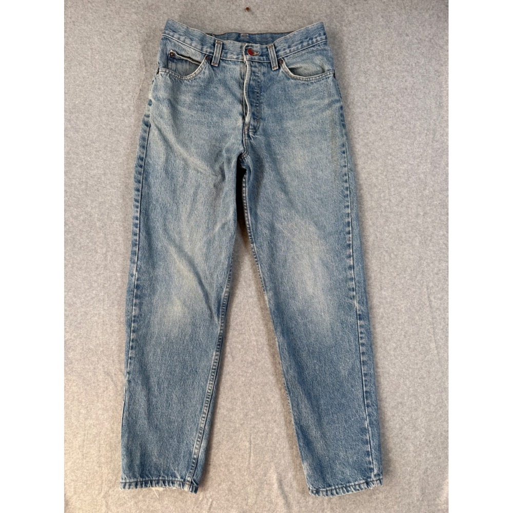 Brittania 31 S Jeans Vintage 90s Straight Leg Cotton Light Wash Button Fly